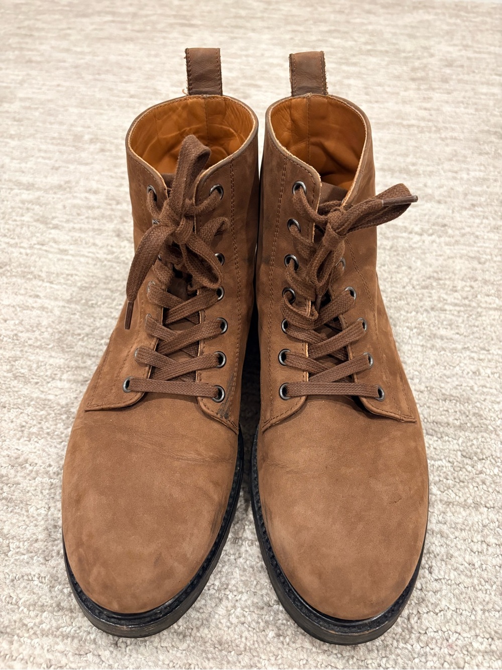 La Canadienne Homme Brown Leather Lace-Up Combat Boots Made in Italy EU 41